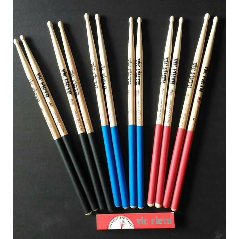 Vic Firth American Classic Drumstick Rubberized Handle Black Blue Red 5a 7a