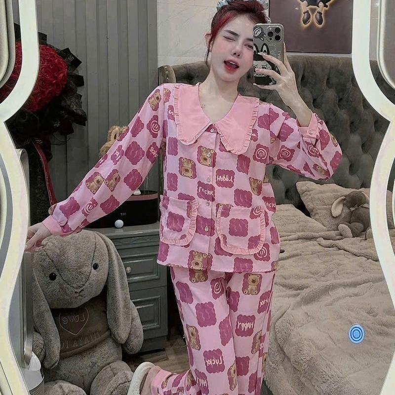 Đồ bộ pijama nữ tay dài lụa mango phối túi nhiều mẫu, thiết kế mới dễ thương, đồ bộ nữ mặc nhà thoải mái, pijama nữ lụa mịn mát, size dưới 60kg, đồ bộ pizama tay dài Yuri Phương Shop 4