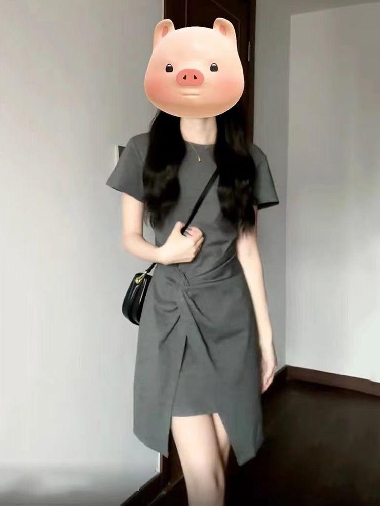 Product Introduction of Váy Corseted, Phong Cách Pháp, Xám Thanh Lịch, ngắn Tay, Cổ Tròn, Thiết Kế Đặc Biệt, Dành Cho Nữ, Mùa Hè 2024 Hàng Mới Về, Tiệc Trà, Váy Women Dress 3