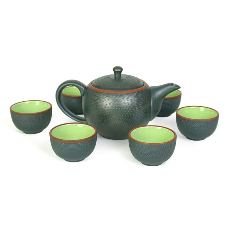 Bộ Ấm Chén Ganh Chì Dung Tích 300ml - Gốm Sứ Linh Khang Bát Tràng Làm bằng tay Có ấm pha có thể tháo rời Tea Sets