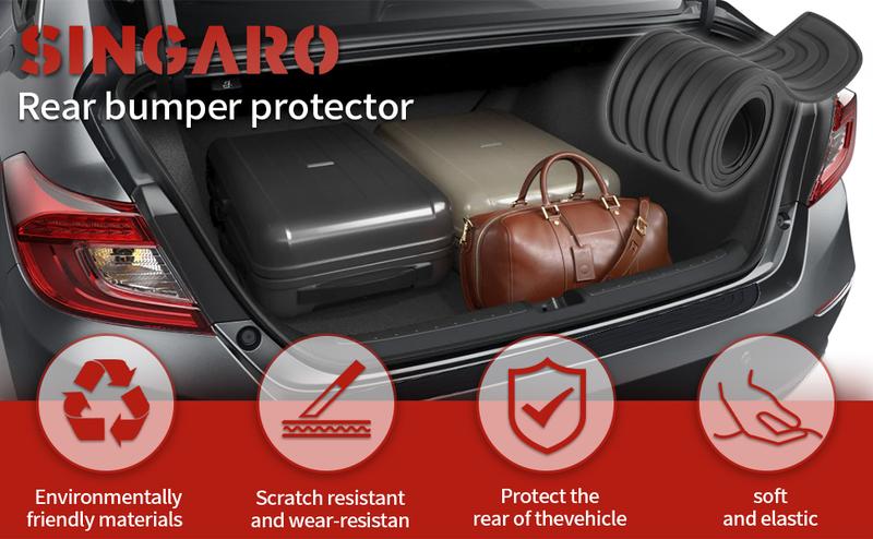 Product Introduction of SINGARO Car Rear Bumper Protector, 41inch x3.5inch Car/SUV Universal Rubber Anti-Scratch Trunk Exterior Accessories（Black） 1