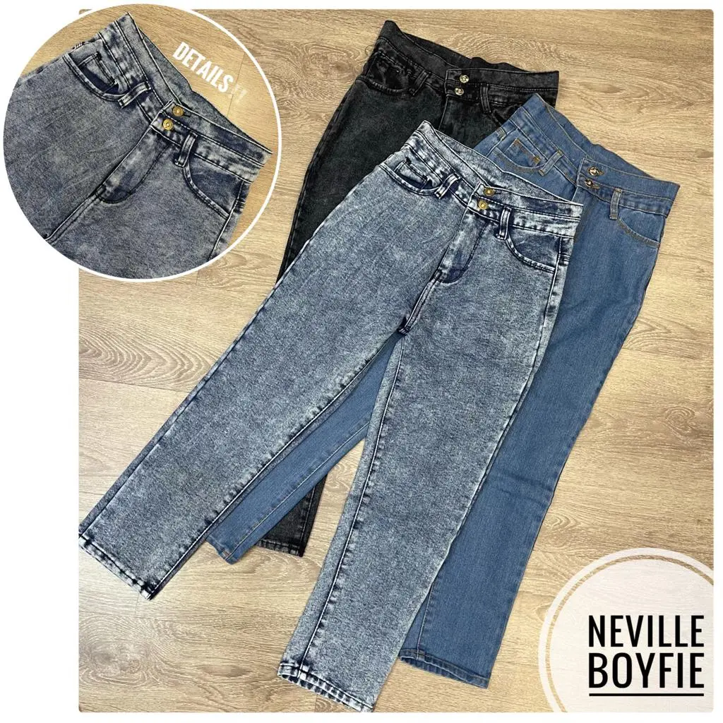 TRIVELA - JEANS HIGHWAIST DOUBLE BUTTON l JEANS BOYFRIEND KANCING 2 l NEVILLE