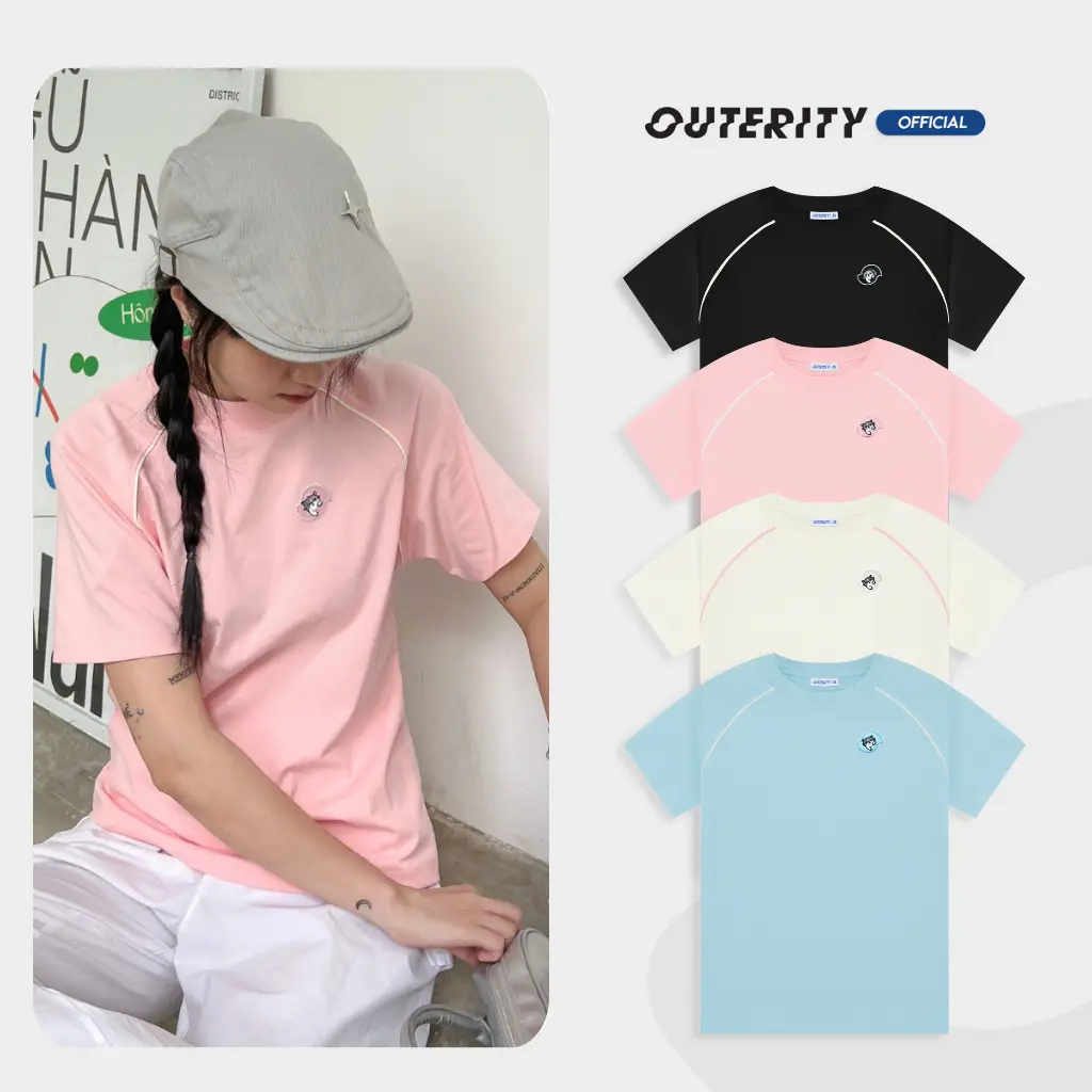 Áo Thun Baby Tee Outerity - Tặng pin Meow - Line Meow Tee Unisex Nam Nữ Localbrand Top Cổ Tròn Women