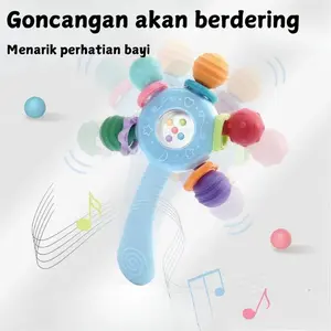 Mainan Gigit Bayi Manhattan Rattle Silikon Food Grade 3in1 Gigit Pegangan Rattle Bisa Didihkan Aman untuk Bayi 0 Bulan Ke Atas Warna Pink Biru Hijau Ungu