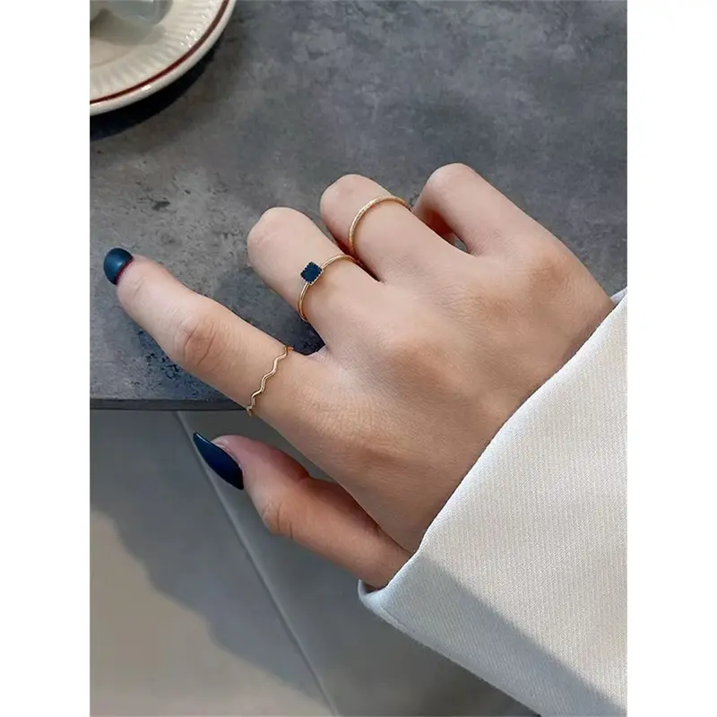 Cincin 1Set 3Pcs Motif Simple Elegant Perak Rings 1160 4