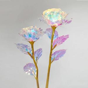Flor de rosa artificial, 1 unidad de flor falsa holográfica, flor de simulación para regalos decorativos, bodas y decoración del hogar