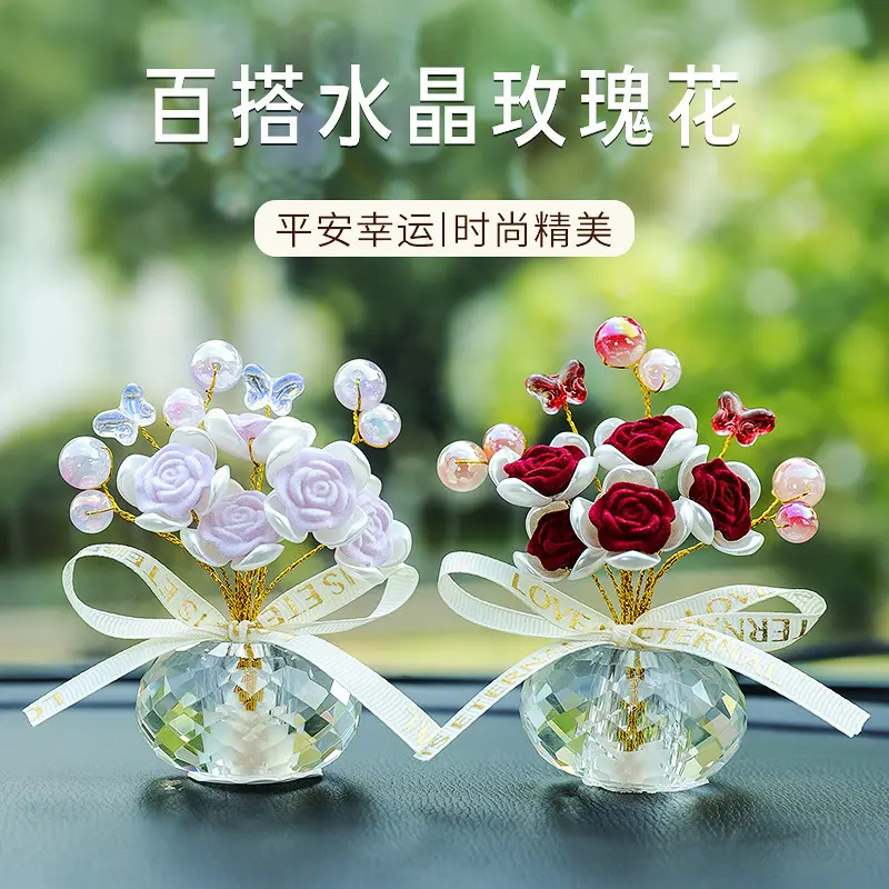 Đồ Trang Trí Xe Hơi Hoa Hồng Pha Lê, Hàng Mới Về, Thiết Kế Chậu Sáng Tạo, Thích Hợp Trang Trí Xe Hơi, 1 Chiếc Nội Thất