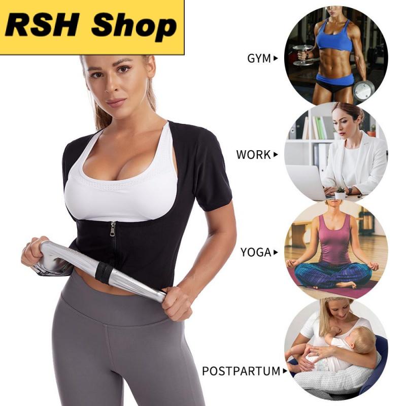 Áo Vest Sauna Shrit, ngắn Tay, Dành Cho Nữ, Bẫy Nhiệt, Bộ Đồ Sauna, Quần Định Hình Cơ Thể, Thích Hợp Để Tập Luyện, Yoga, Thể Dục, Áo Tập Luyện Luyện, Đồ Định Hình 5