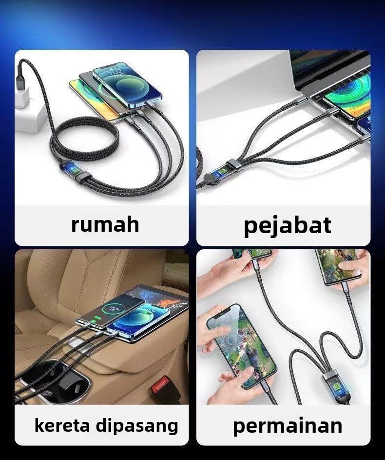 Product Introduction of [COD]Super 100W 3 in 1 Type-C Charging Cable for Huawei Oppo Vivo Charge - Phone 8