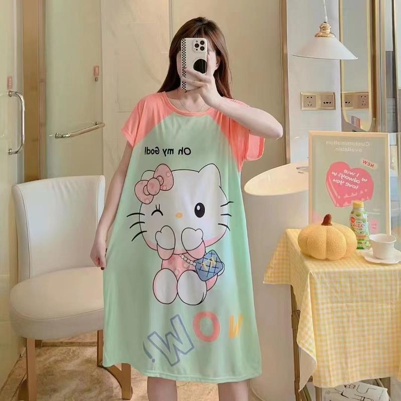 Product Introduction of Váy Ngủ Mùa Hè Dài Trung Bình Cho Nữ, Đồ Ngủ Ngắn Tay Cho Người Nổi Tiếng Trên Internet, Đồ Mặc Nhà Dáng Rộng Trực Tiếp, Cho Bà Bầu, Có Thể Mặc Ngoài Trời 18