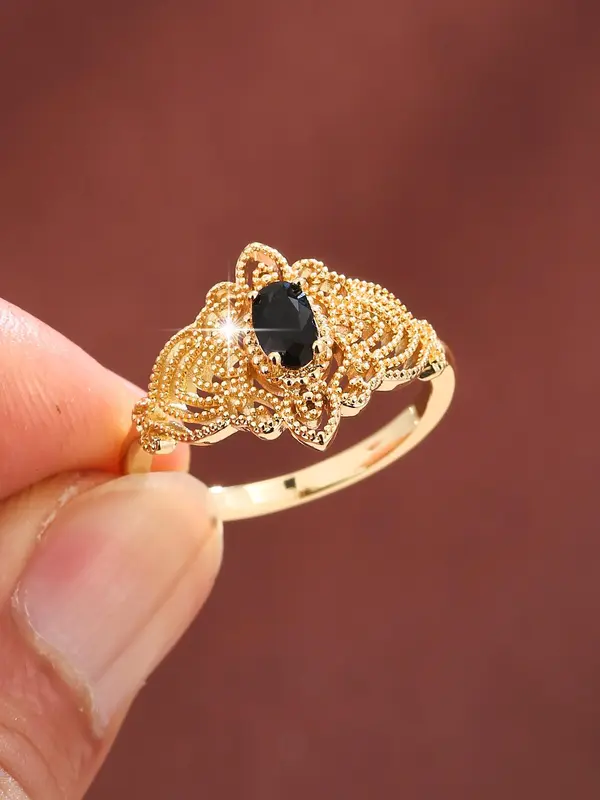 Elegant Artificial Zircon Decor Flower Design Ring for Women, Fashion Jewelry for Party, Daily Decor, Trendy All-match & Exquisite Jewelry for Gift 3