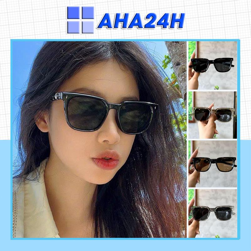 Mắt kính thời trang AH1978 gọng vuông đính kim loại cao cấp mắt chống tia UV chống chói 323