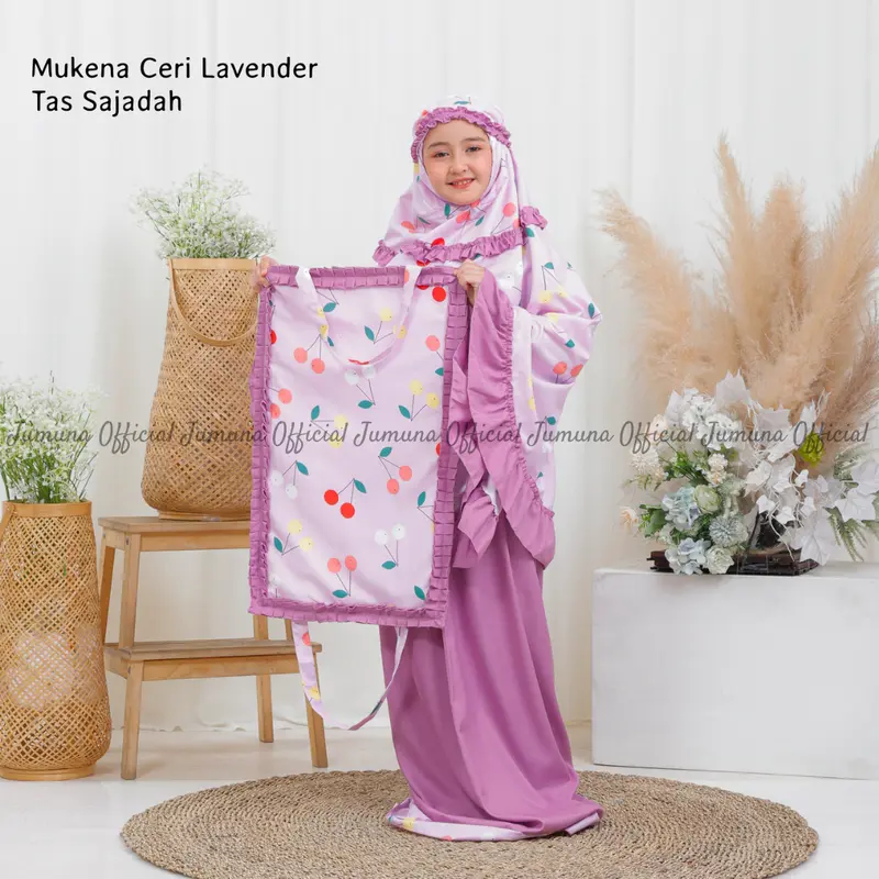 Mukena Anak Tas Sajadah Motif  Ceri 7