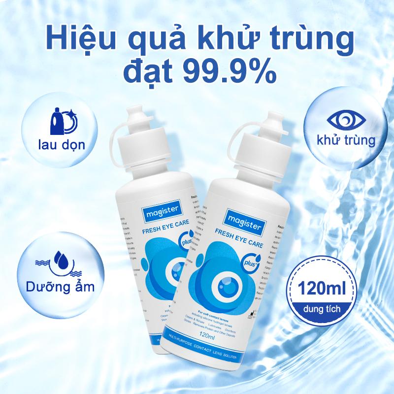 Magister Nước ngâm Dung dịch ngâm kính áp tròng 120ml. Làm sạch làm mềm Lens. HSD 6 tháng Không thể thiếu cho Lens Lens care solution Dưỡng Mắt