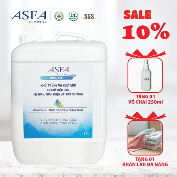 Nước Lau Sàn Khử Mùi, Diệt Khuẩn Vệ Sinh Nhà cửa ASFA Horeca (Can 5 Lít) Làm Sạch