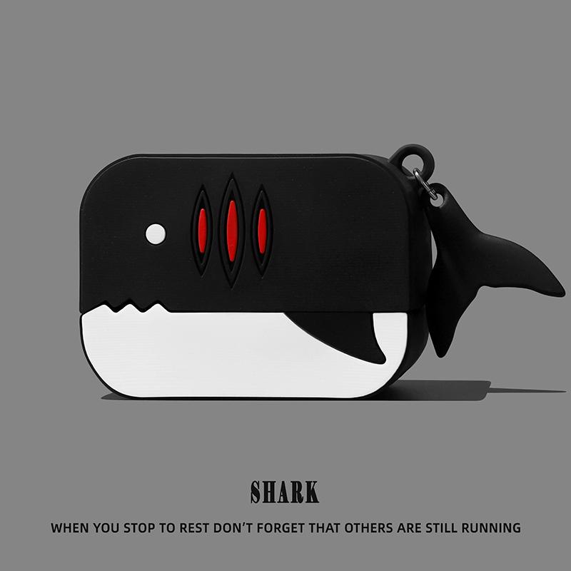  Ốp Tai Nghe Silicon Hình Cá Mập 3D Dễ Thương Phù Hợp Cho Apple AirPods 1 2 3 4 AirPods Pro3 Pro2 Pro - Vỏ Bảo Vệ Sáng Tạo Vỏ Mềm Với Móc Khóa Phụ Kiện 