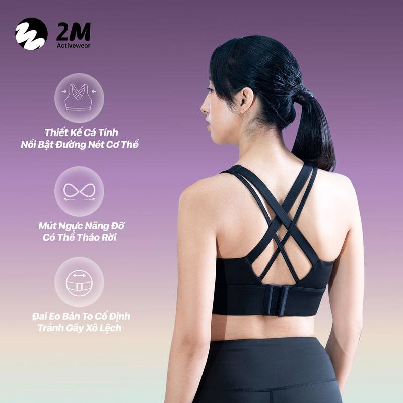 2M Activewear - Bra Thể Thao Chéo Lưng Tập Gym, Yoga Thấm Hút Mồ Hôi Nhanh Khô 1