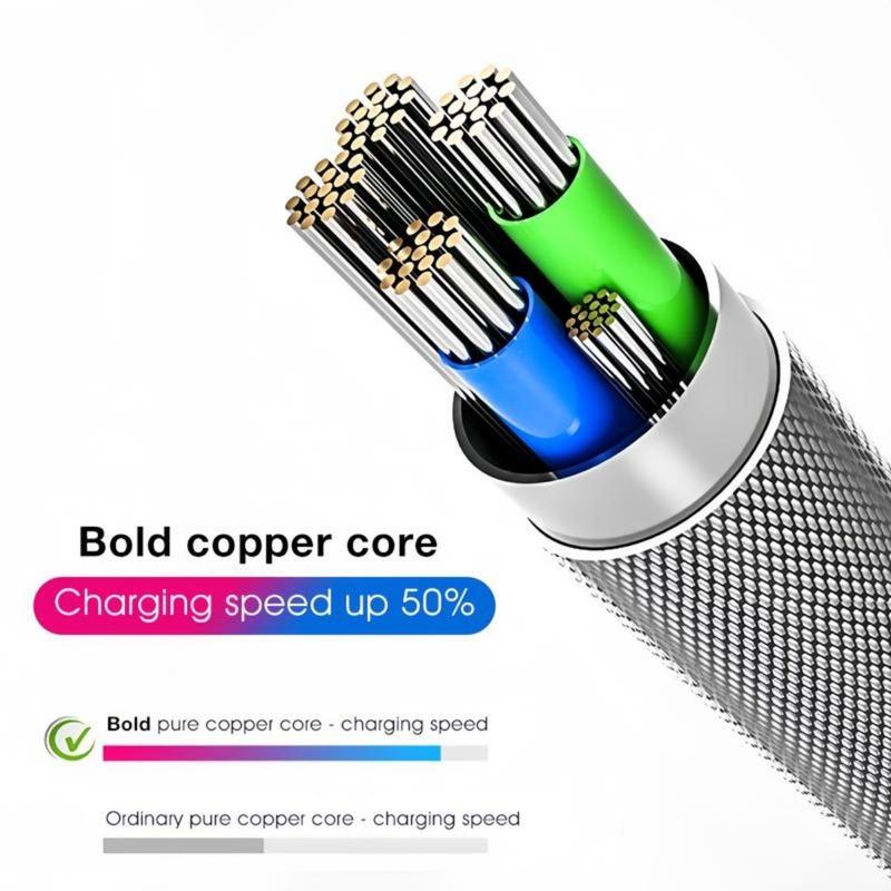 Cáp sạc di động, 3 IN 1, Cáp USB LED, Streamer đầy màu sắc, Cáp Type C và Micro, Sạc nhanh, Dòng dữ liệu 5