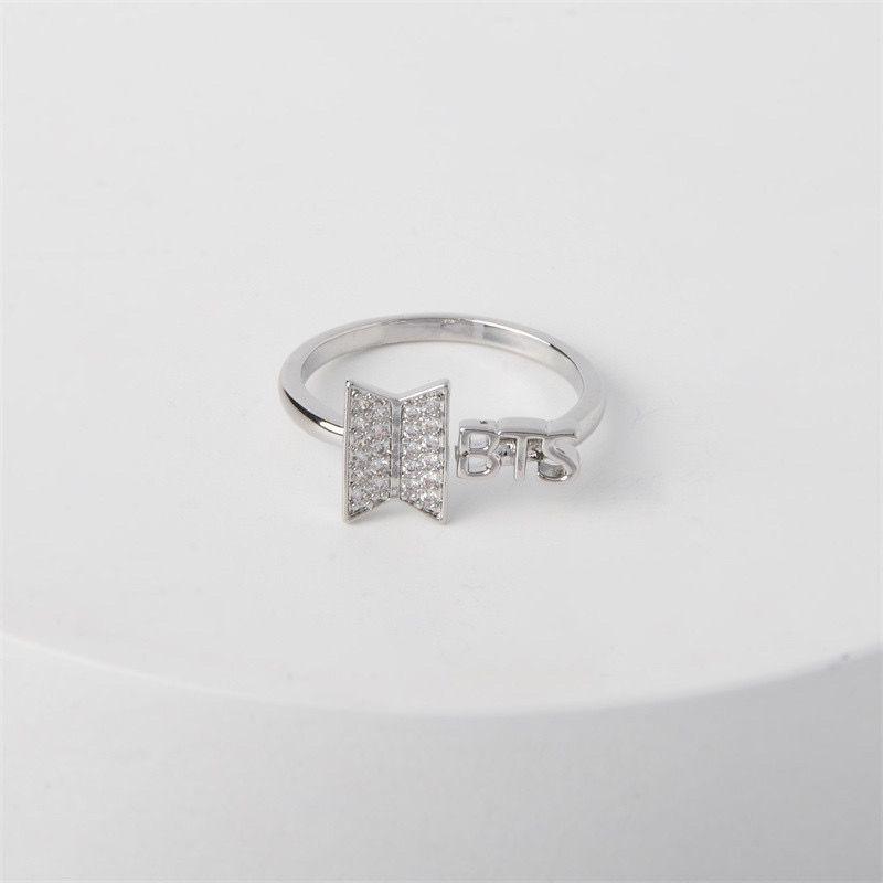 Product Introduction of LL'S|BTS Army Logo Open Ring, Gold Silver, Free gift Box fashionable 19