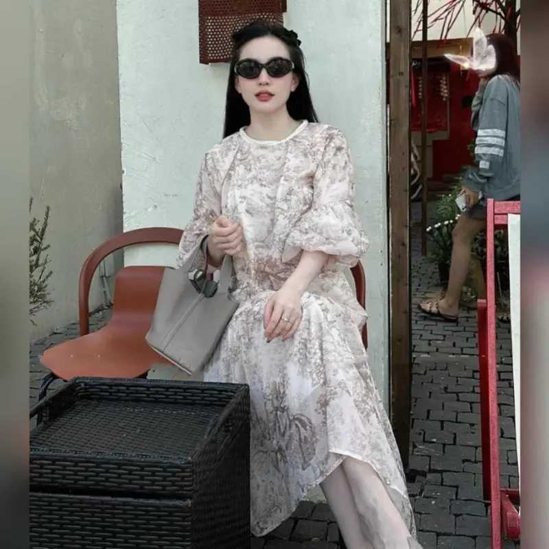 Đầm Bầu Mùa Hè Váy Dự Tiệc Đi Chơi -Váy Bầu Voan Dáng Dài Cao Cấp Sang Chảnh Phong Cách Tiểu Thư Vintage Nữ Women Dress 4