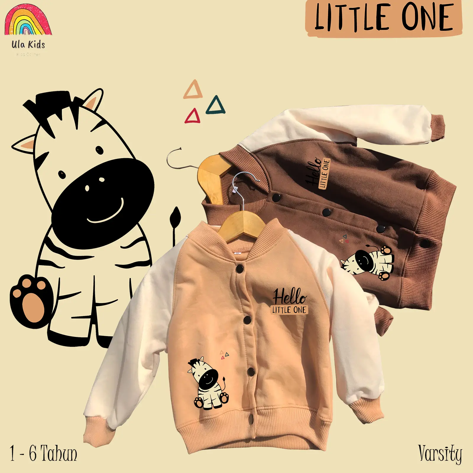 Varsity Jacket Baseball Anak Ula Kids 1 - 6 Tahun Hello Little One Lengan Unisex