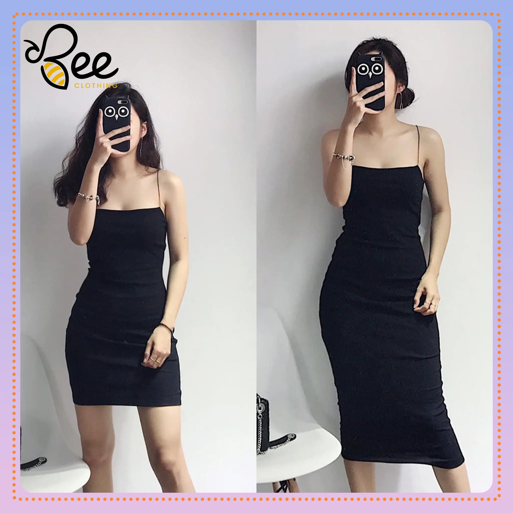 Váy body 2 dây sợi bún, đầm ôm body siêu tôn dáng sexy, vải co giãn, mặc đi chơi, dự tiệc siêu xinh BEE02 Nữ Dress Voi Voan Trắng
