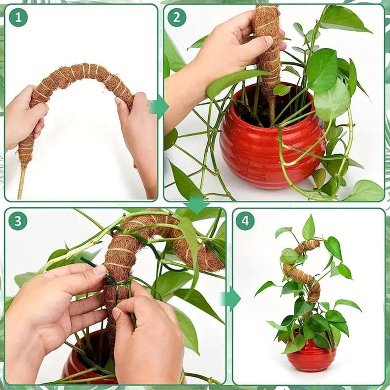 Moss Pole, 2 Counts Flexible Durable  Climbing Plant Growth Support, Beautiful Coconut Rod for Indoor Balcony Garden Pot Plant 6