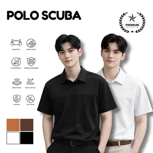 Boxy Polo Shirt Scuba Oversize Kaos Polo Kerah Polos Boxy Fit Baju Pria Wanita Bahan Scuba Premium
