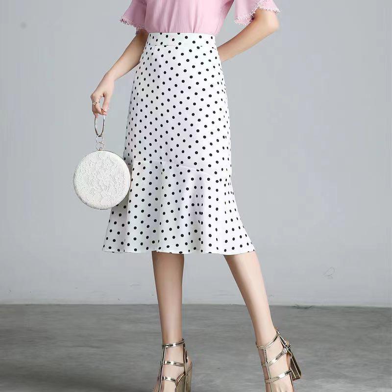 Product Introduction of Skirt Polka Dot, Gaya Ekor Ikan, Panjang Setengah, Bahan Sifon, Sesuai untuk Musim Panas, Skirt Dewi, Slim Fit, Gaun Kek, Gaya Baru untuk 2023 11