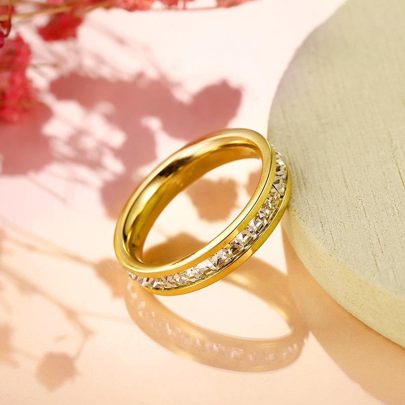 Nhẫn Thép Titan Đầy Sao Kim Cương Vuông, Phong Cách Hàn Quốc, Giá Cả Phải Chăng, Thích Hợp Cho Nữ, Đơn Giản Và Phong Cách, Nhẫn Cá Tính, Không Phai Màu 7