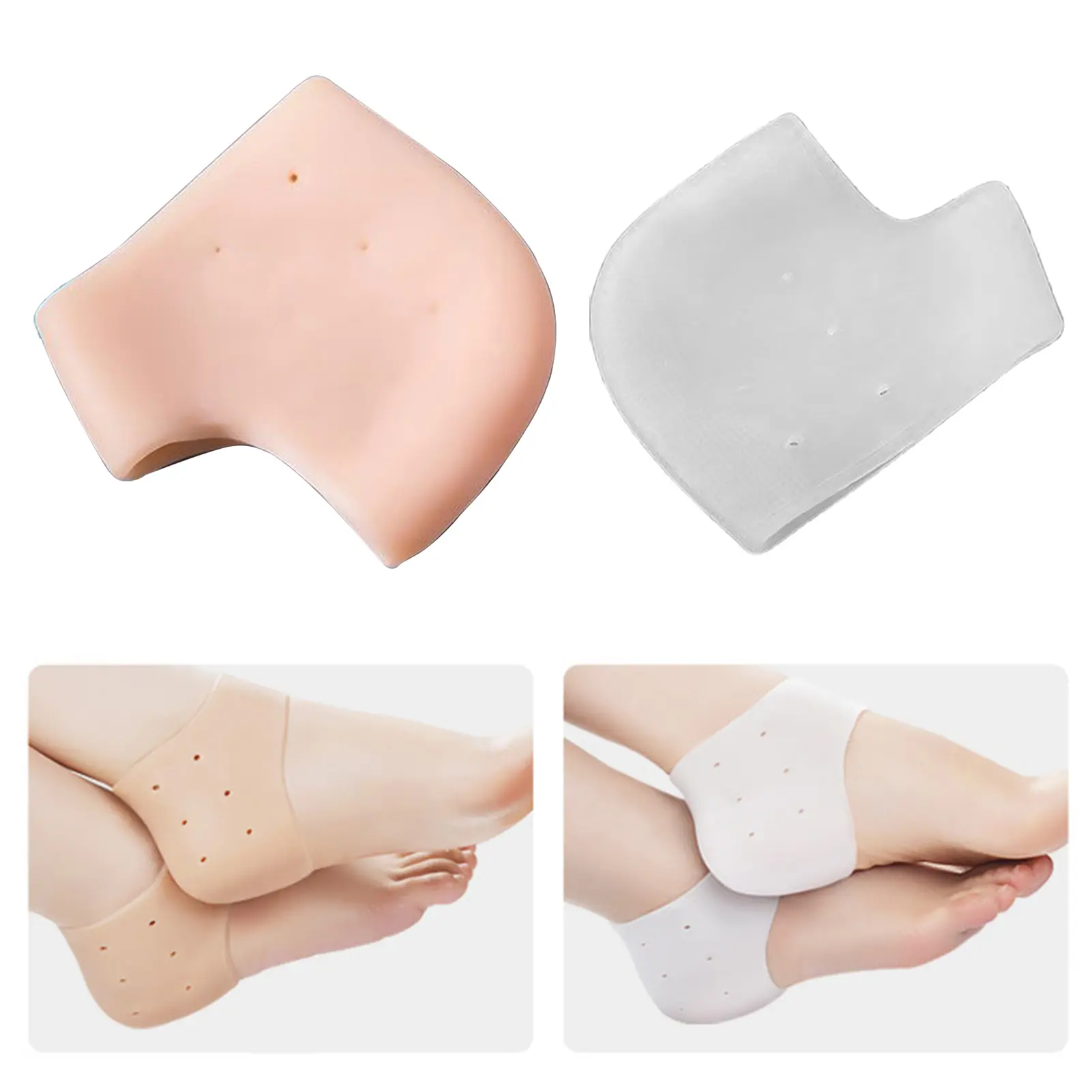 2/5 Pairs Silicone Heel Protection Pads for Women Men Wearable Heel Spur Insoles Foot Care Non-slip & Anti-wear Invisible Insole Heel Protector Cushion for Plantar Fasciitis Pain Relief