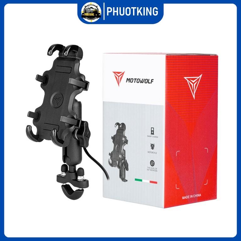 Giá đỡ điện thoại xe máy MOTOWOLF 2830 Phụ Kiện shipper, Kẹp nhôm