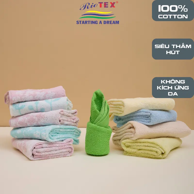 (giao màu ngẫu nhiên) Combo 5 khăn mặt cotton 34x78cm mềm mịn thấm hút không xù lông không ra màu Nhà Tắm 3