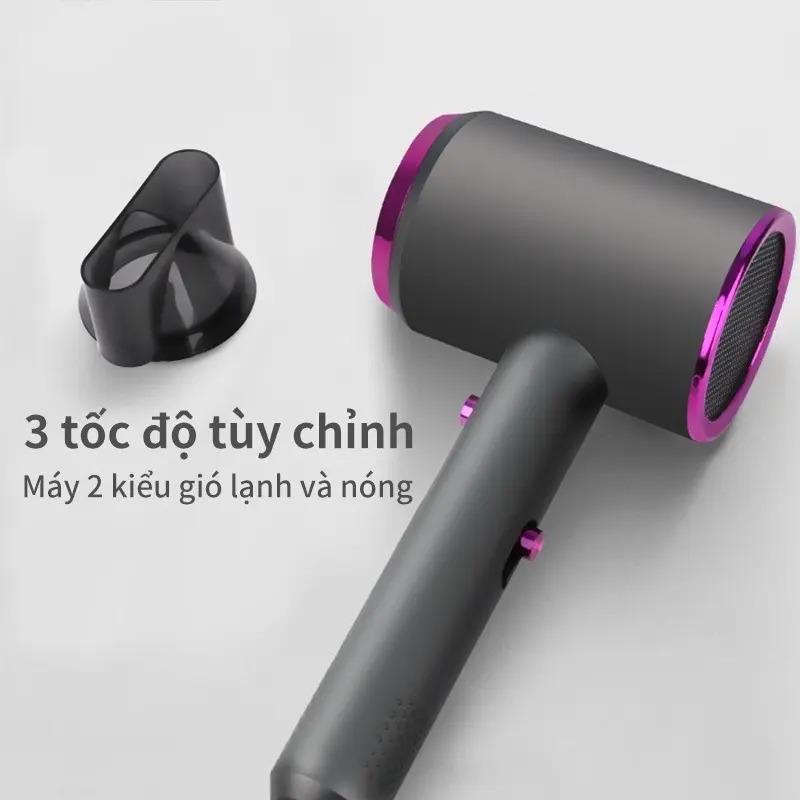 Máy Sấy Tóc Mini Công Suất Lớn Tạo Kiểu Với 2 Chiều Nóng Lạnh, Máy Sấy Phạm Thoại Có Ánh Sáng Tím
