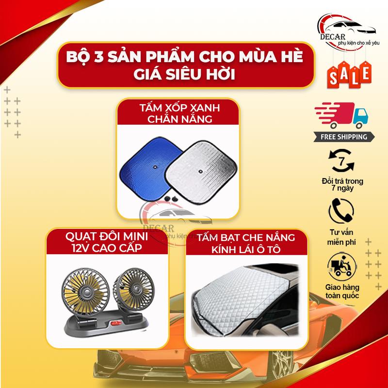 (Tặng khăn lau) COMBO 3 sản phẩm :Quạt xe ô tô mini 12V đầu tẩu để táp lô ô tô đa năng, tấm xốp chắn nắng kính oto, bạt che nắng kính lái xe hơi cao cấp