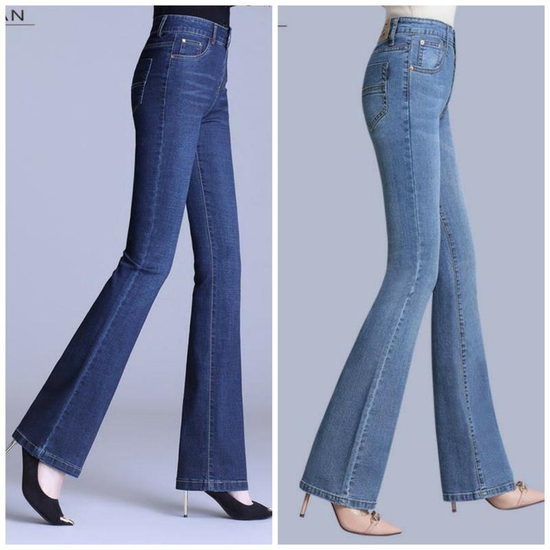  Quần Jean Nữ Ống Loe Quần Bò Nữ Ống Bass Lưng Cao Cotton Co Giãn 4 Chiều Dáng Skinny Hàng Thiết Kế Women Pants quần loe đen khói on 