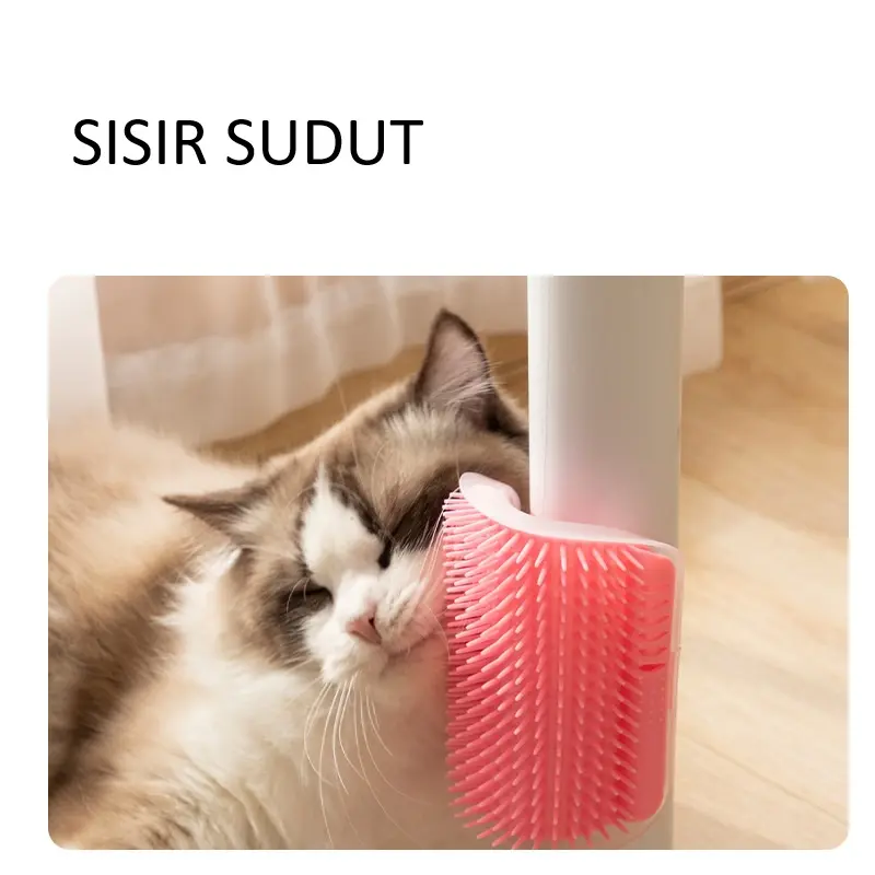 Sisir Sudut Plastik TPR Dapat Catnip Sisir Rambut Bulu Rontok untuk Hewan Peliharaan Anjing dan Kucing Bahan Tebal
