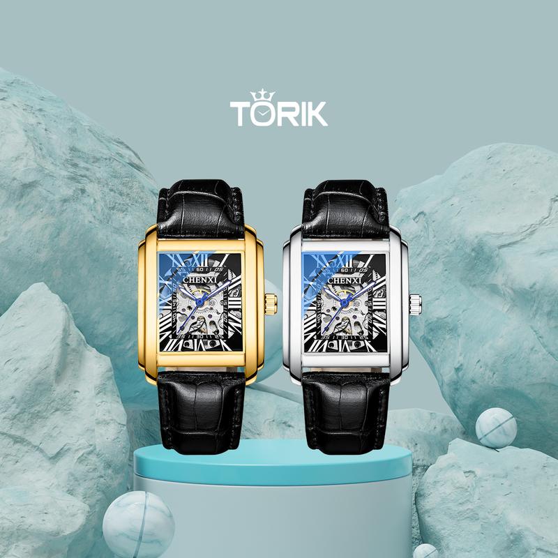 Đồng hồ cơ nam chính hãng Chenxi CX-8216 mặt vuông dây da cao cấp lịch lãm bản chuẩn Sang trọng Voi Watch Đeo Tay