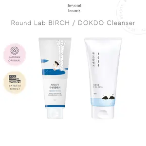 ROUND LAB Birch Juice Moisturizing Cleanser & DOKDO Cleanser 150ml - Pembersih Gel Lembut & Hidrasi, Ekstrak Kelapa, PH Rendah, Anti-Iritasi, Ideal untuk Kulit Iritasi