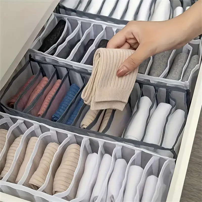 Foldable Mesh Drawer Storage Box, 5 Counts/set Underwear & Socks & Ties Storage Box, Breathable Storage Box for Home Bedroom Wardrobe, Bra 4