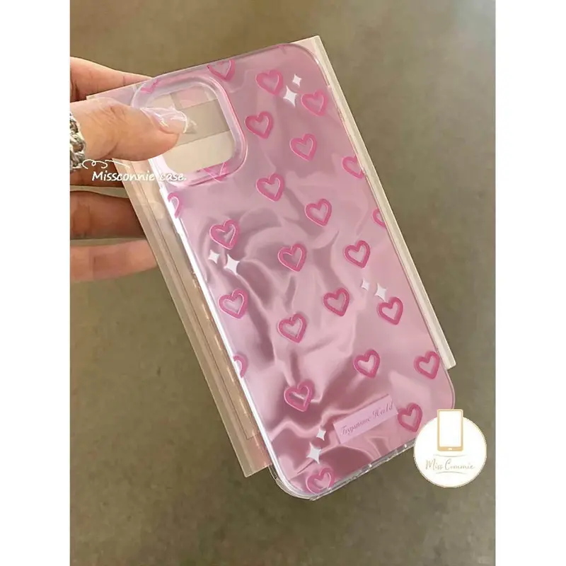 MissConnie Casing Untuk Vivo Y17s Y03 Y36 Y18 Y22 Y15 Y21 Y35 Y30 Y28 Y27s Y20s Y51 Y100 Y16 Y11 Y21s Y20 Y12i Y27 Y17 Y15s Y02 Y31 V25 Y12s Y91 Doodle Dreamy Romantis Lucu Cinta Merah Muda Hati Ikatan Simpul Gelang Mewah Ripple Luster Case 7