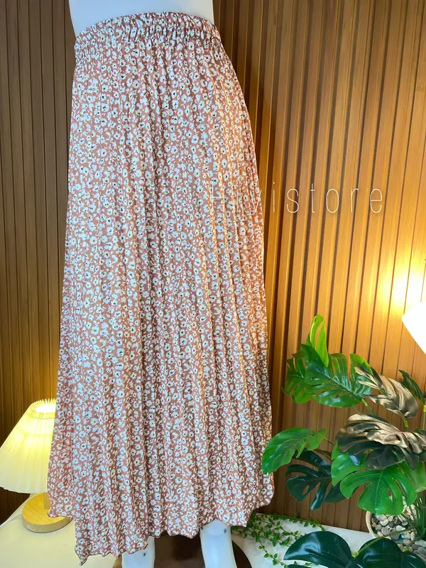 ROK PLISKET MOTIF BUNGA - ROK WANITA PREMIUM - KOREAN LOOK SKIRT - MOTIF Karet Bawahan 6