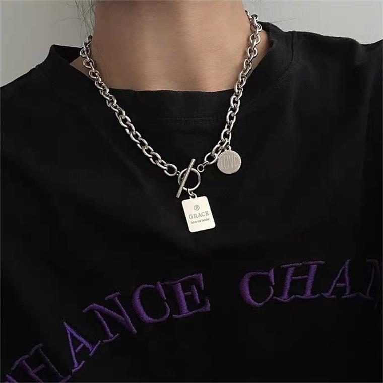 Product Introduction of Titanium Steel No Fading Coin Necklace Female Summer New Trendy Ins Hip Hop Cold Style 1