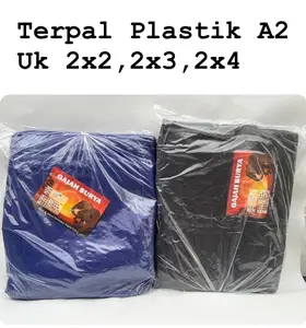 Terpal Plastik A2 Biasa Biru Silver/Coklat Silver Cap Gajah Ukuran 2x3 dengan Mata Ayam dan Tali Tampar