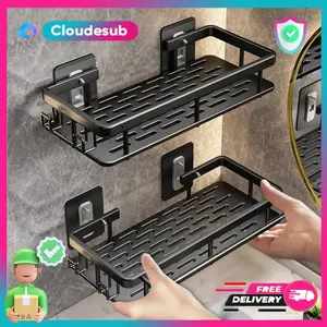 Rak Dinding Tempat Sabun Toilet WC Gantungan Tempel Kamar Mandi Minimalis Aluminium Gold