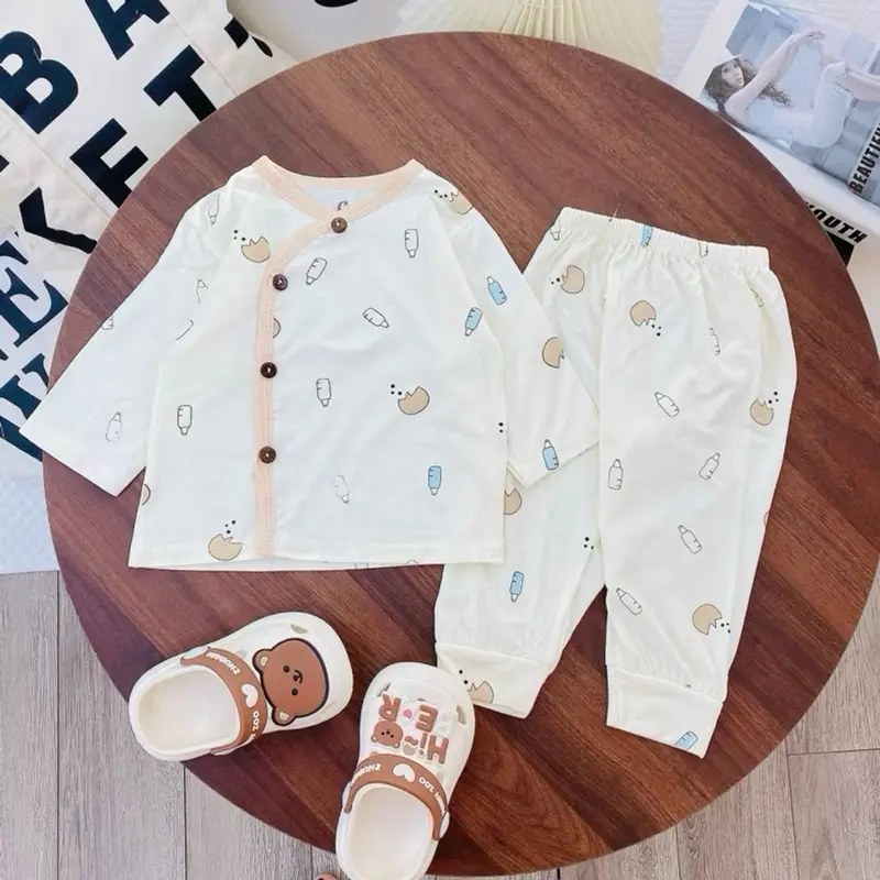 Combo 3 - 5 Bộ Quần Áo Sơ Sinh Thun Lạnh Dài Tay Cho Bé 5
