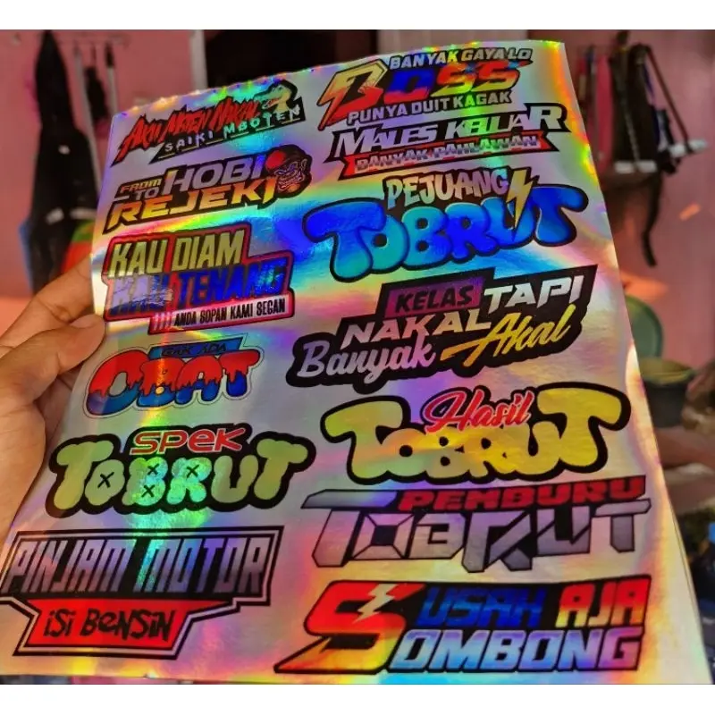 (COD 13 PCS) STIKER HOLOGRAM TOBRUT STICKER RACING STICKER KATA-KATA STICKER TOBRUT VIRAL STICKER VIRAL TERKINI 1