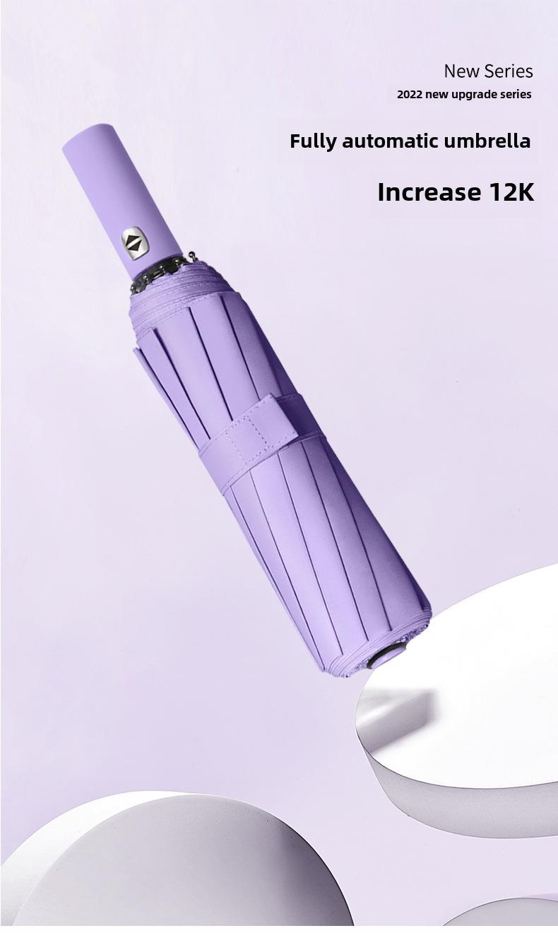 Product Introduction of Solid color three folding windproof umbrella coating Sun protection umbrella One key retractable automatic folding umbrella high appearance level selling women's and men's sunny umbrella  Uv Protection 1