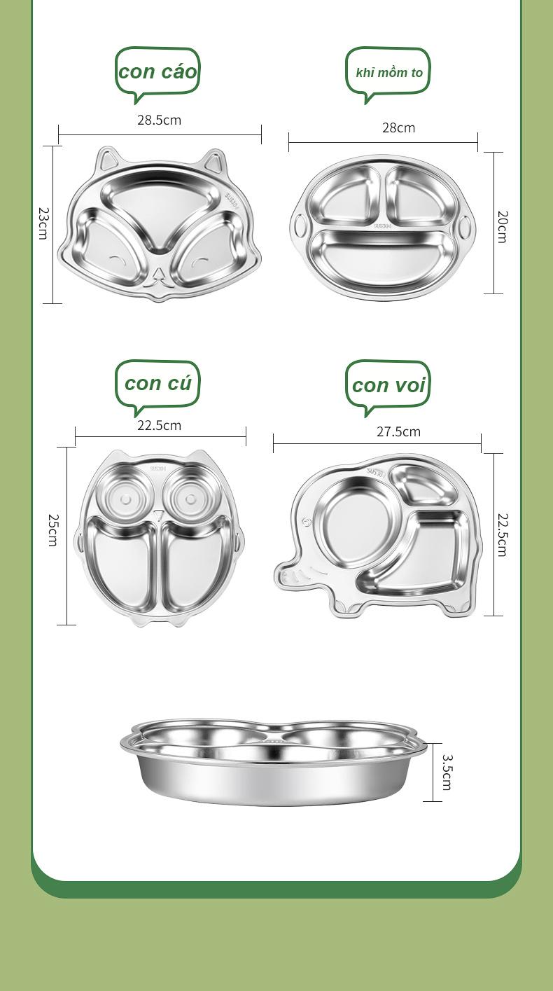 Product Introduction of Khay ăn dặm cho bé inox 304 cao cấp, hình peppa pig kitty gấu panda ô tô dễ thương 25