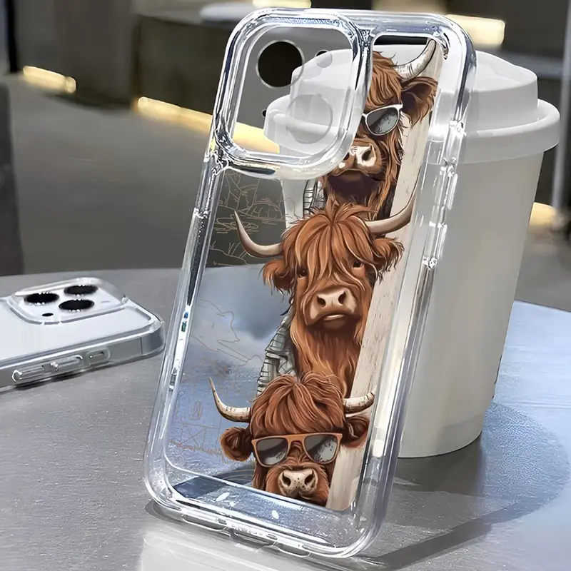 Cartoon Cow Pattern Phone Case, Anti-fall Fully Edged Mobile Phone Case, Kawaii Phone Case, Shockproof Phone Cases Compatible with iPhone 7 8 XR 11 12 13 14 Pro Max 15 Pro Max Cases, Holiday Essentials, Teenage Boy Gift, Cow Merch 1